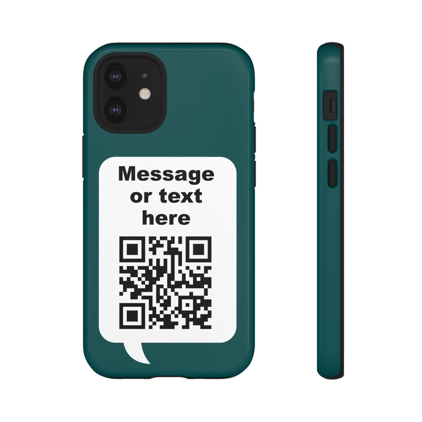 Custom QR Code Tough Phone Case — "Custom text" Contact Case