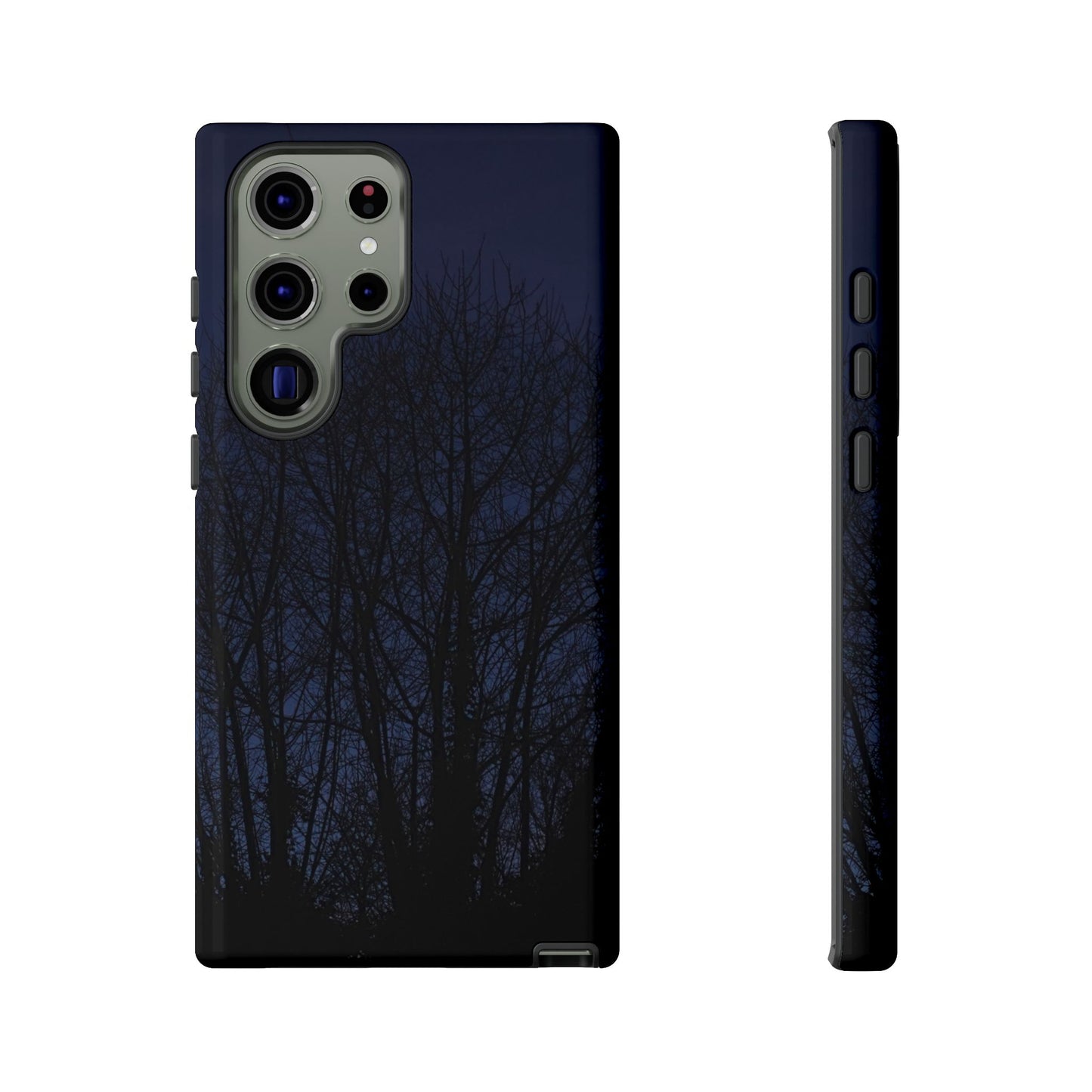 Night Forest Phone Case — Dark Tree Silhouette Protective Tough Case