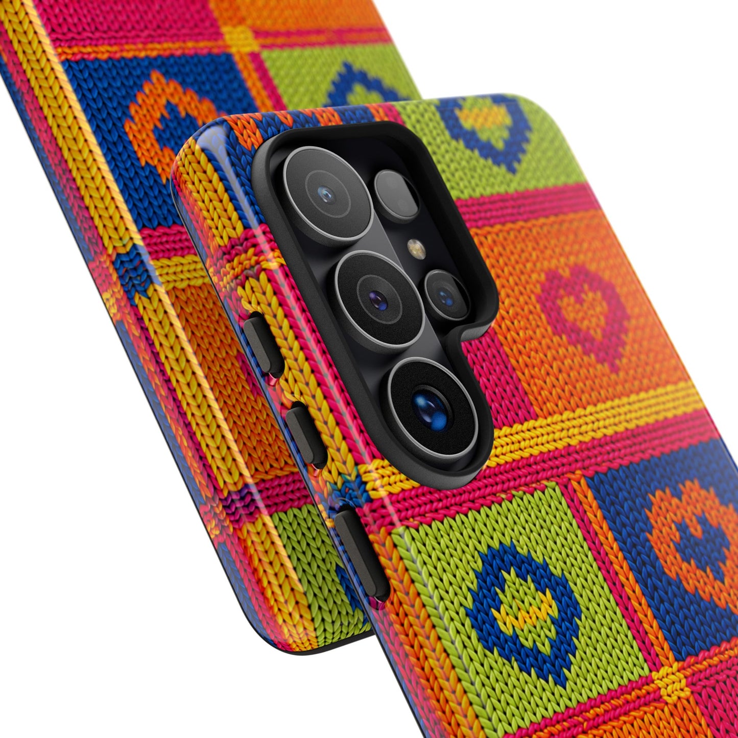 Retro Knit Pattern Heart Patch Tough Phone Case